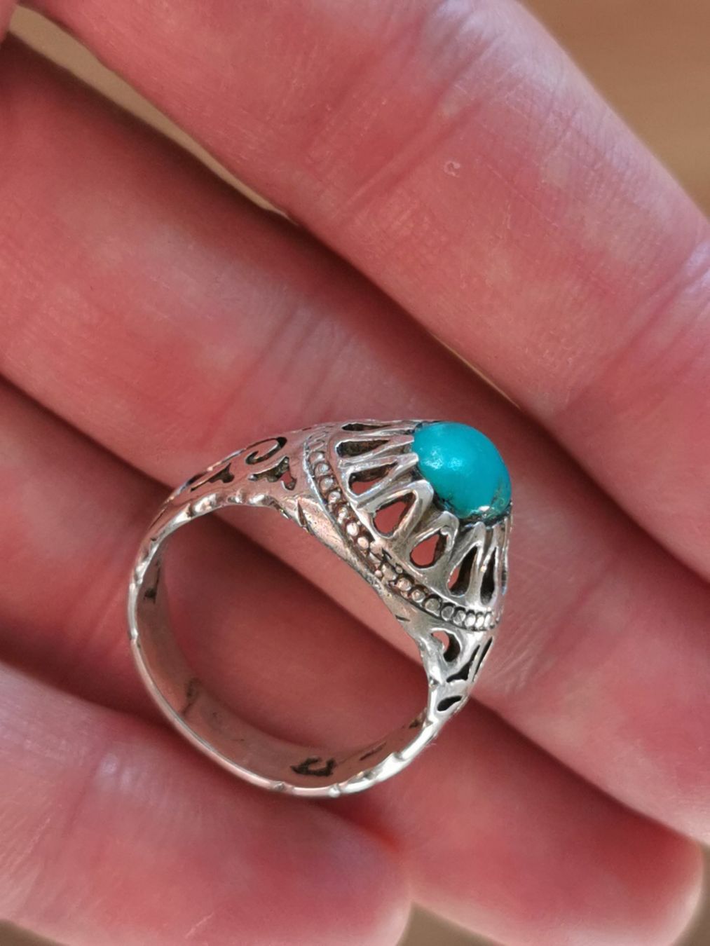 Anelli: Herren Silber Ring mit Türkis Durchmesser 20 mm – Usato da Schlieren venduto da vlalif 8