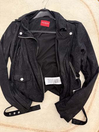 Guess Lederjacke (Kunstleder) im Biker-Stil, Gr. S, schwarz