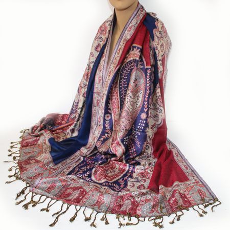 Damenschal Schal Viskose Paisley Pashmina 200x70 Blau 497