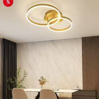 LED Deckenleuchte Wohnzimmer Modern Gold 2 Ring Dimmbar