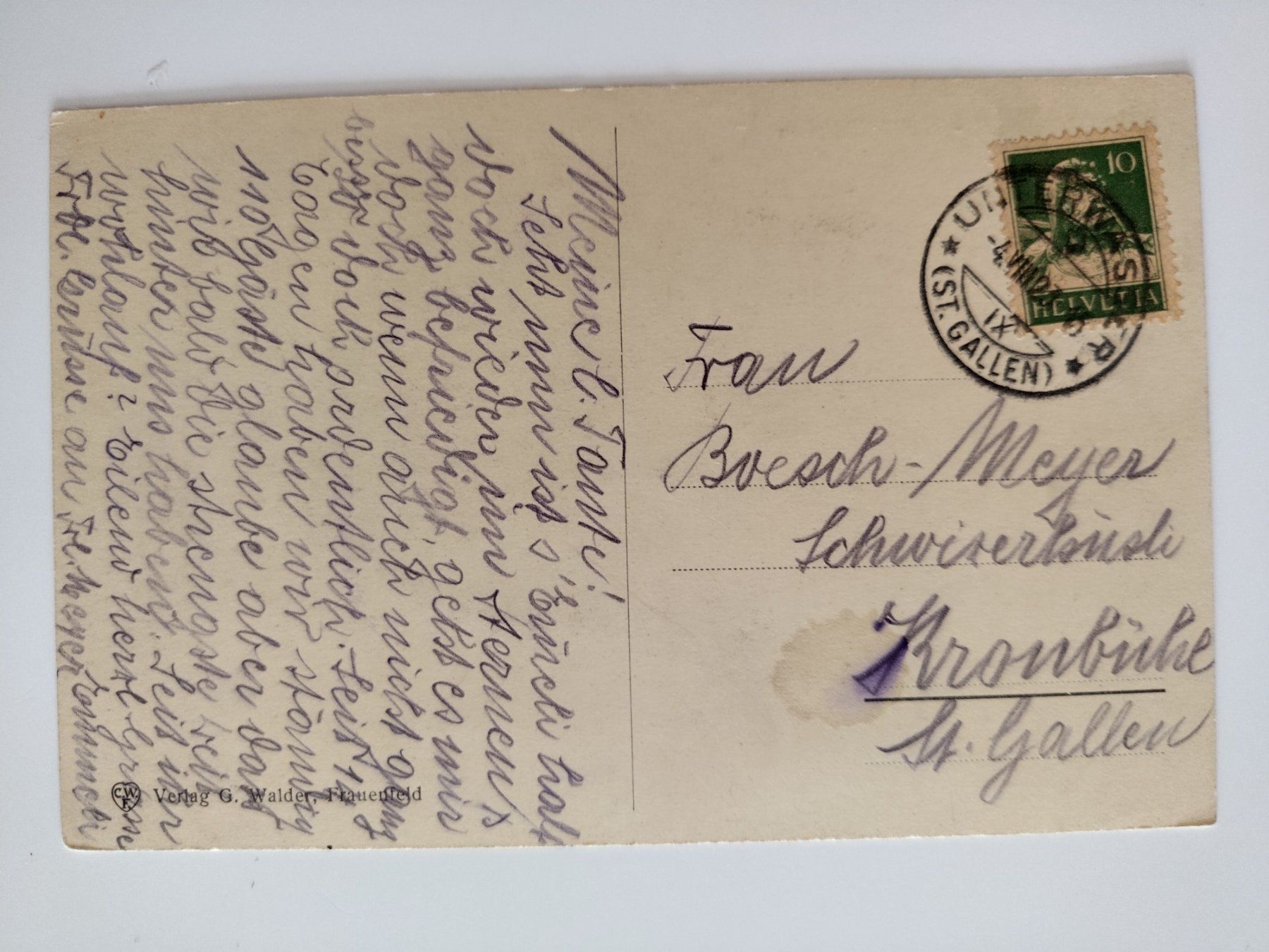 Cartoline postali: Hotel Sternen Unterwasser dat. 1915 – Usato da Ohmstal venduto da Lebensfreude05 1