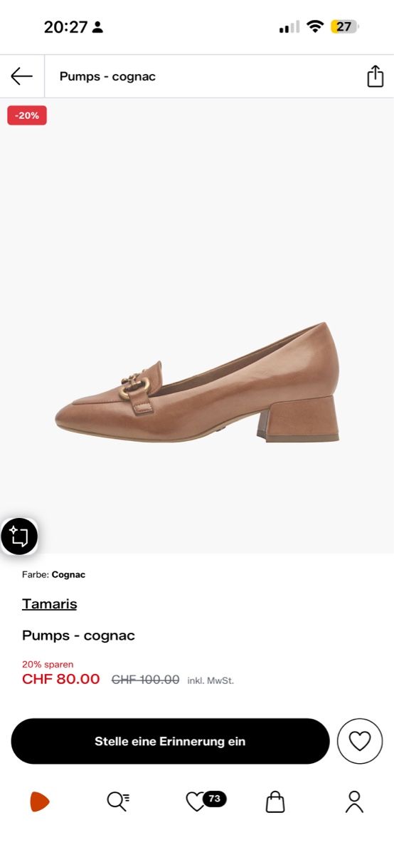 Tamaris Scarpe da donna: Tamaris Pumps cognac Leder Absatzschuhe – Usato da Zürich venduto da Luzern033 4
