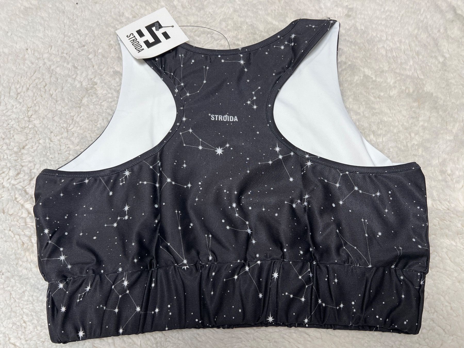 Top: Brassière de sport Stroïda, taille L, noire étoiles – Nuovo e nell'imballaggio originale da Chenens venduto da anasantos90 3