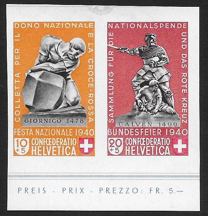 Alle Briefmarken: 1940: Einzelwerte aus PP-Block I Nr.B9-10 ** – Gebraucht aus Walperswil von Tcheidi