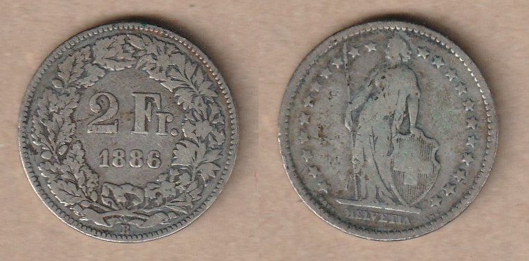 Tutti le monete: 2 Franken 1886 – Usato da Allschwil venduto da Coinfreak