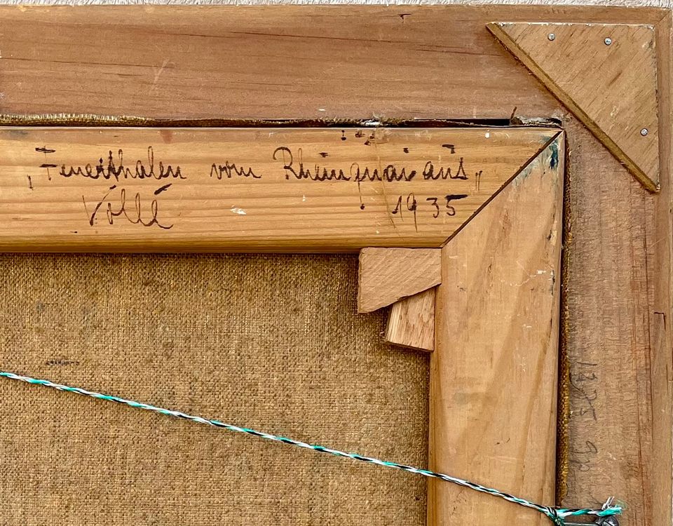 Rolf Vollé, Ölgemälde, Rhein mit Häusern 6
