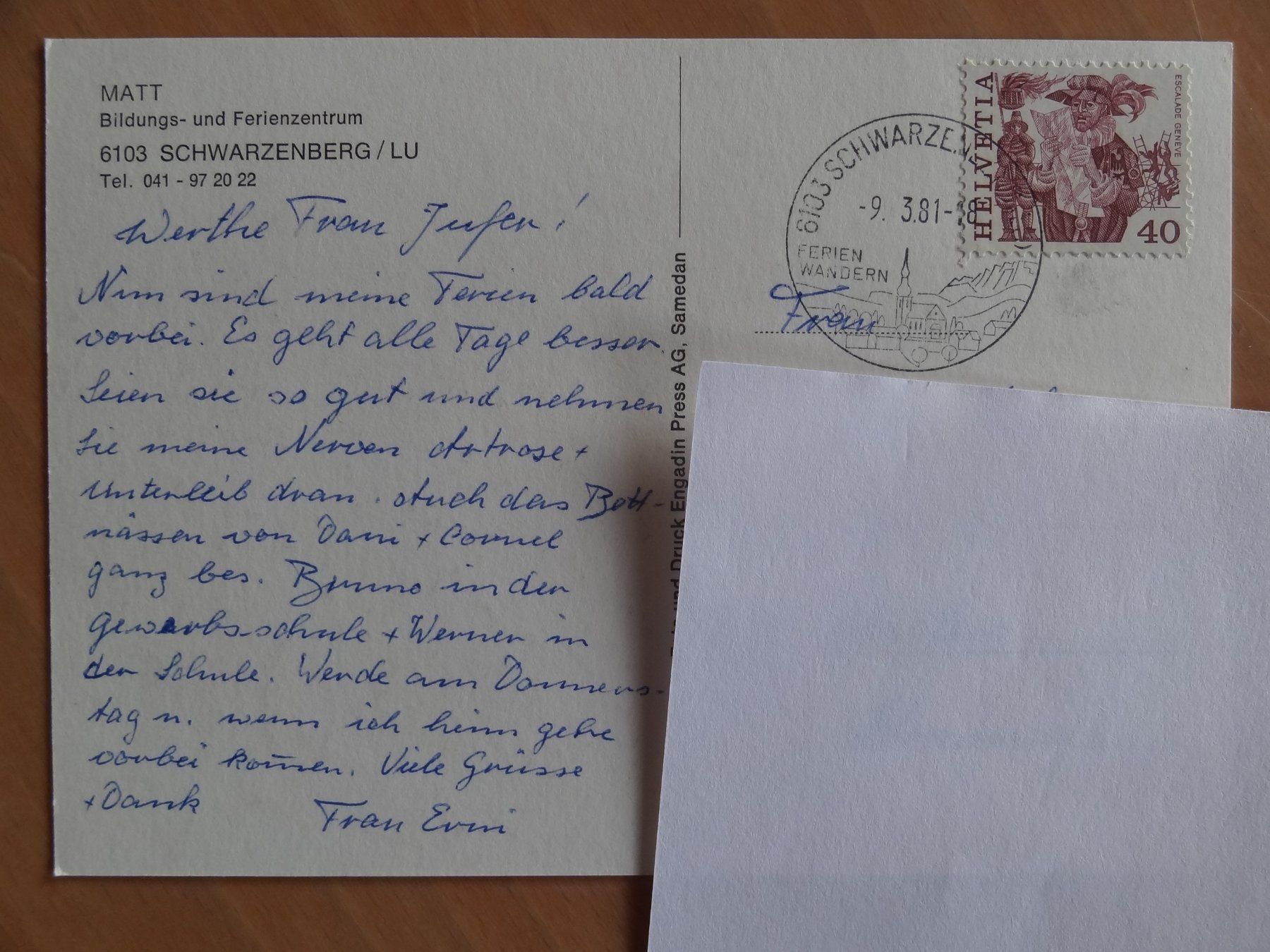 Cartoline postali: Matt, Schwarzenberg / LU, Suisse – Usato da St Léonard venduto da Riglin 1