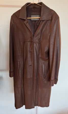 Vintage Over-sized brown leather trench coat LIGHT