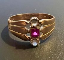 Gold-Ring 18 K mit Glassteinen