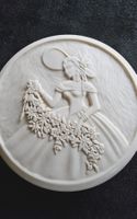 Alte BAKELIT Dose mit romantischem Motiv ca 1920-30