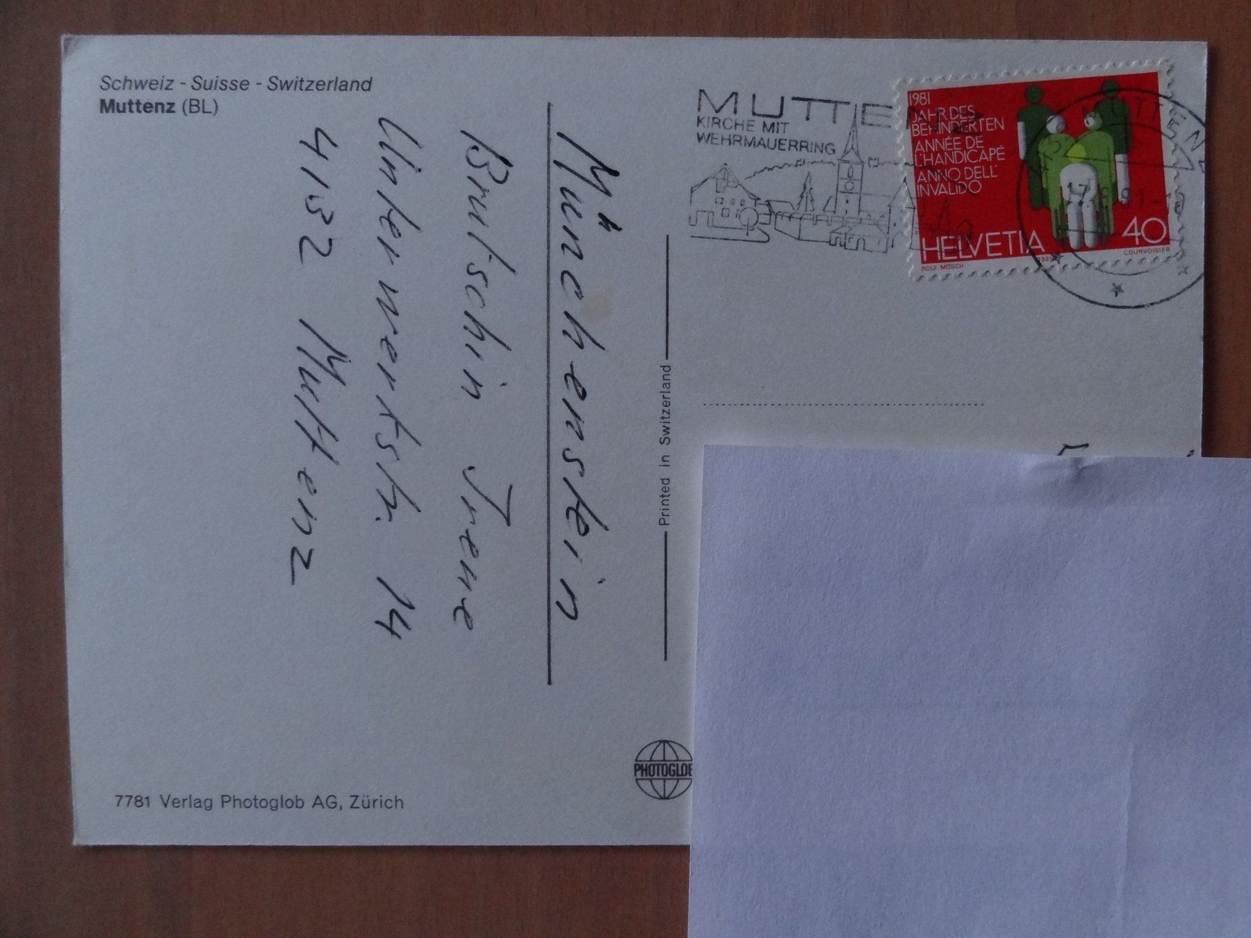 Cartoline postali: Muttenz - BL - 1981 – Usato da St Léonard venduto da Riglin 1