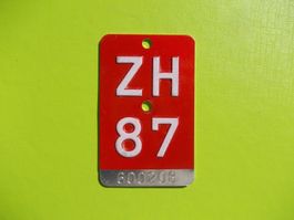 Velonummer / Fahrradnummer ZH 87