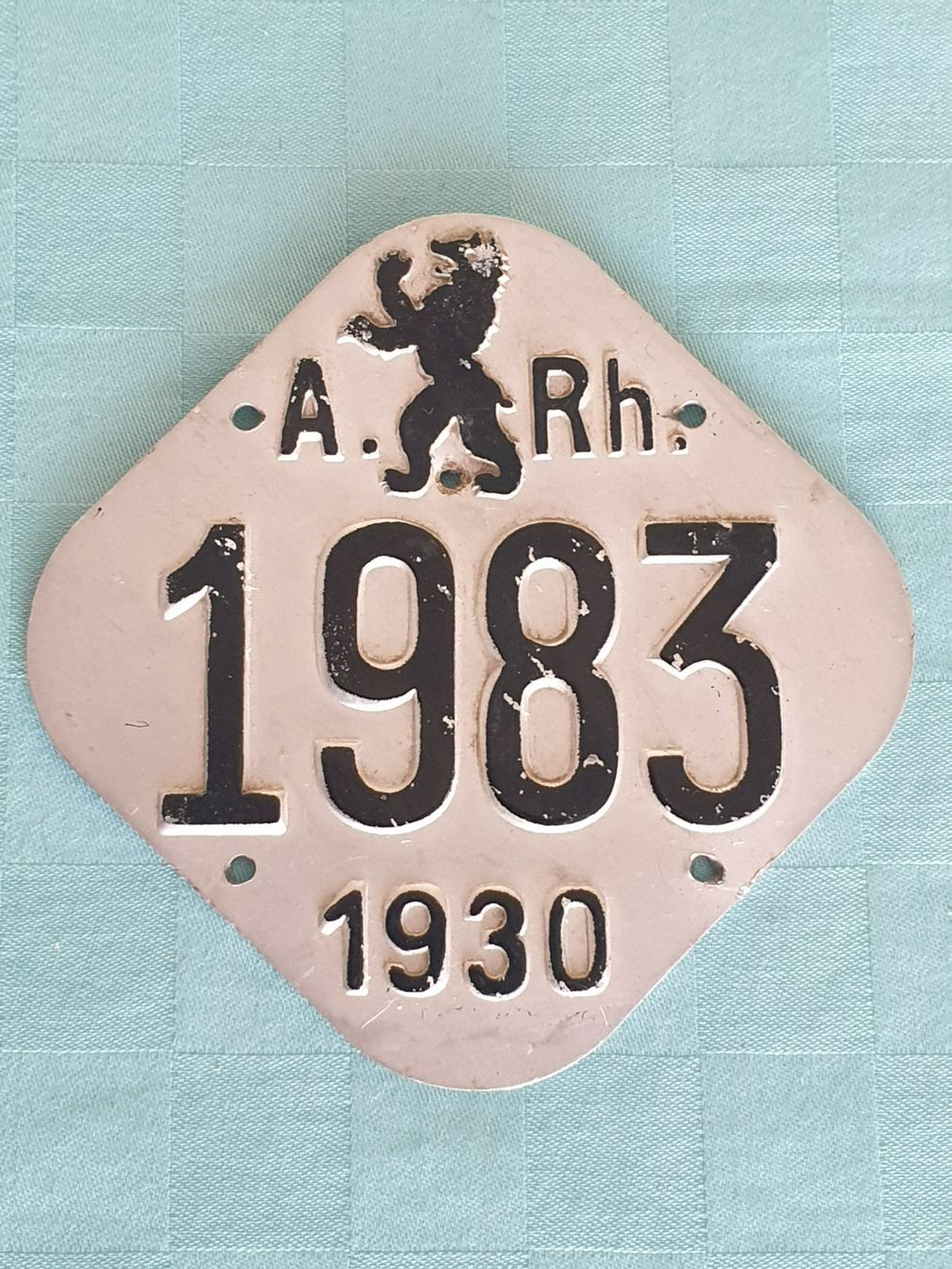 Schilder: Velonummer A. RH. 1930 – Gebraucht aus Mörschwil von spirspi