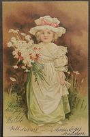 Litho-Prägedruck-AK: Blumenmädchen, 1905