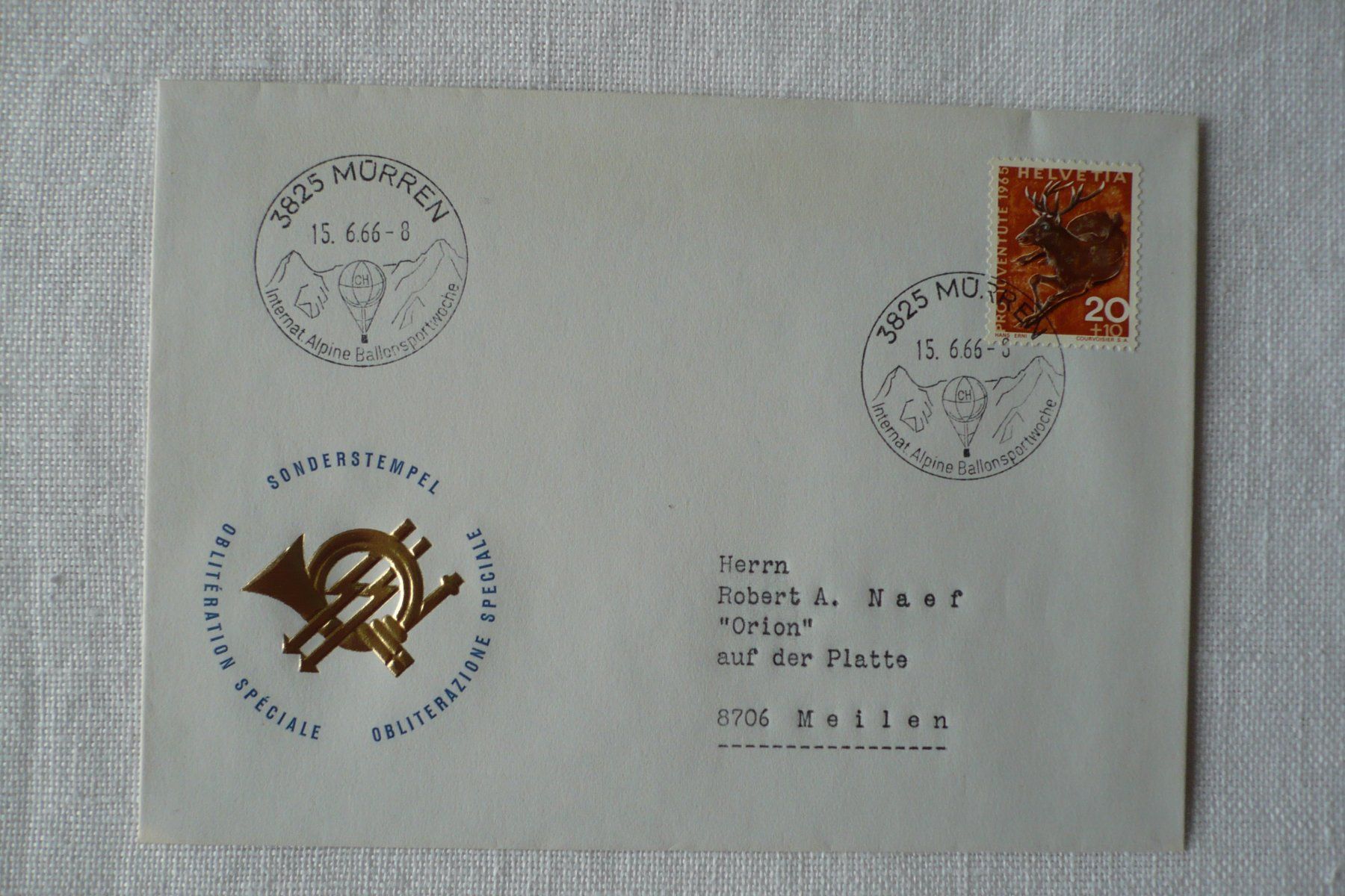 Alle Briefmarken: 1966 Internat. Ballonsportwoche, Mürren – Gebraucht aus Zürich von saltandpepper008