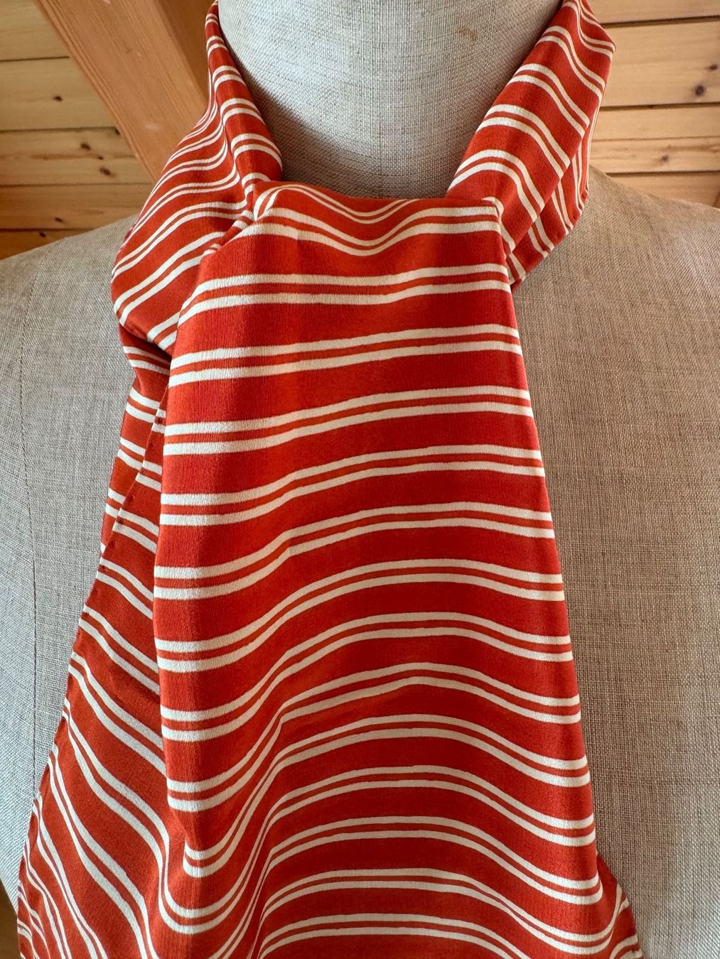 Foulards, Tücher & Schals: Seidenfoulard orange, beige gestreift – Neu (gemäss Beschreibung) aus Stäfa von Mofi8712