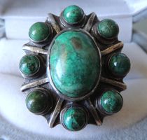 Silber 925 Malachit Türkis Fingerring Gr. 56
