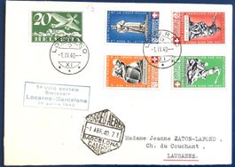 1940 -  Flugpostbrief - Locarno-Barcelona