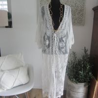 Edel Spitze Kimono-Mantel weiss Spitzenmantel one size