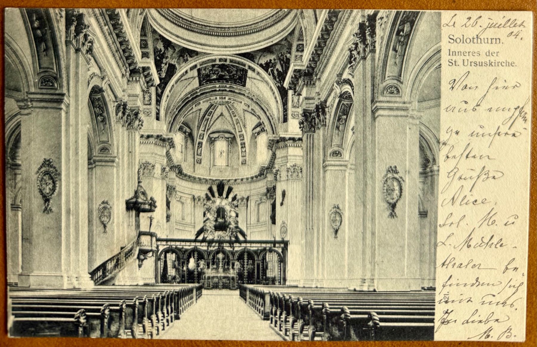 Cartoline postali: SOLOTHURN - Inneres der St. Ursuskirche 1904 – Usato da Lutry venduto da Ediego