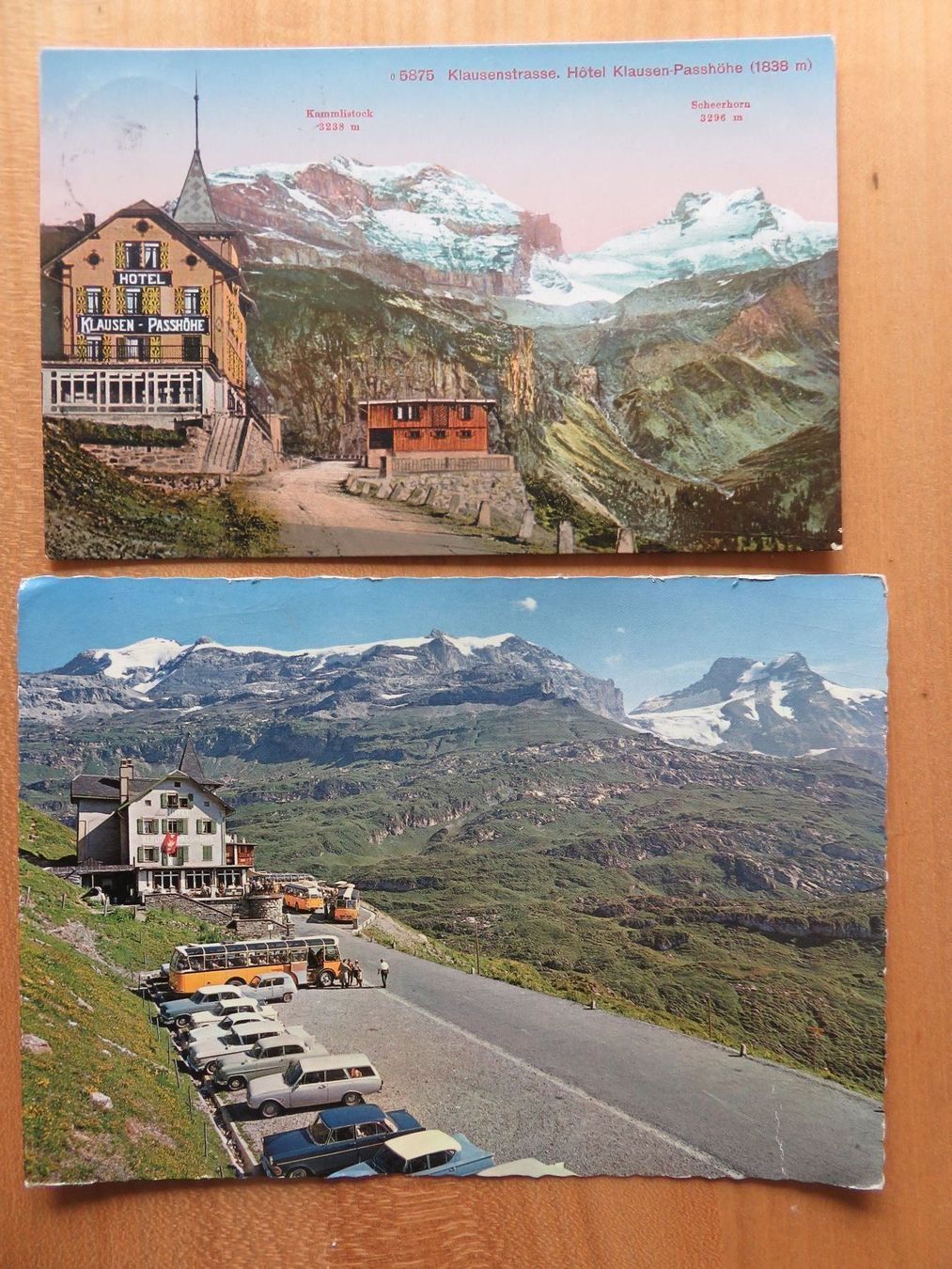 Cartoline postali: 2 Ansichtskarten Hotel Klausen-Passhöhe – Usato da Reinach BL venduto da golf1997