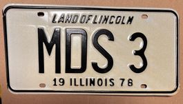 Auto Nummernschild, Kontrollschild USA Illinois 1978