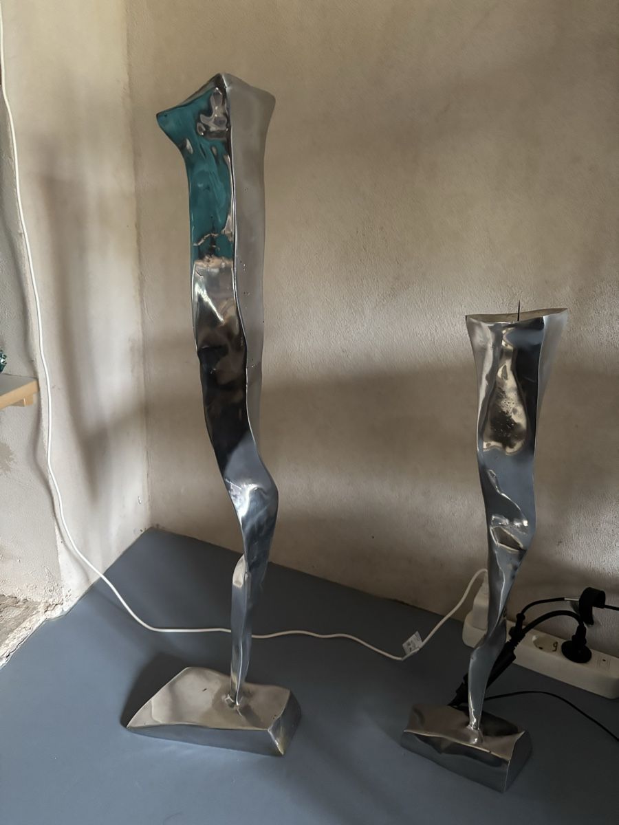 Portacandele: Due candelabri moderni design metallo lucido – Usato da Muzzano venduto da mhf_zrj6 3