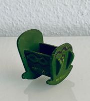 Wiege für Puppenstube, Holz, grün bemalt