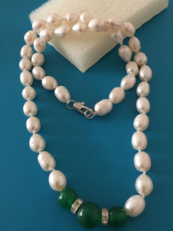 Jade Kette Echte Natürliche Multicolor Jade Perlen Produktbild-Vorschau 2