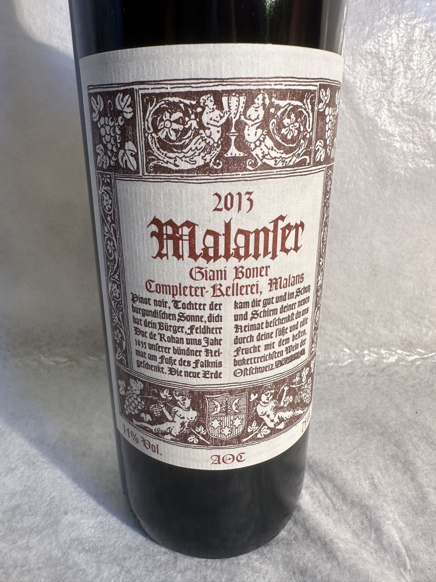 Vino: Malanser 2013 Giani Boner Pinot Noir – Nuovo e nell'imballaggio originale da zürich venduto da Eltons 4