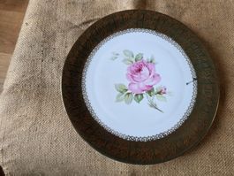 Rosen Teller mit Gold Verzierung Winterling Bavaria 25,5 cm