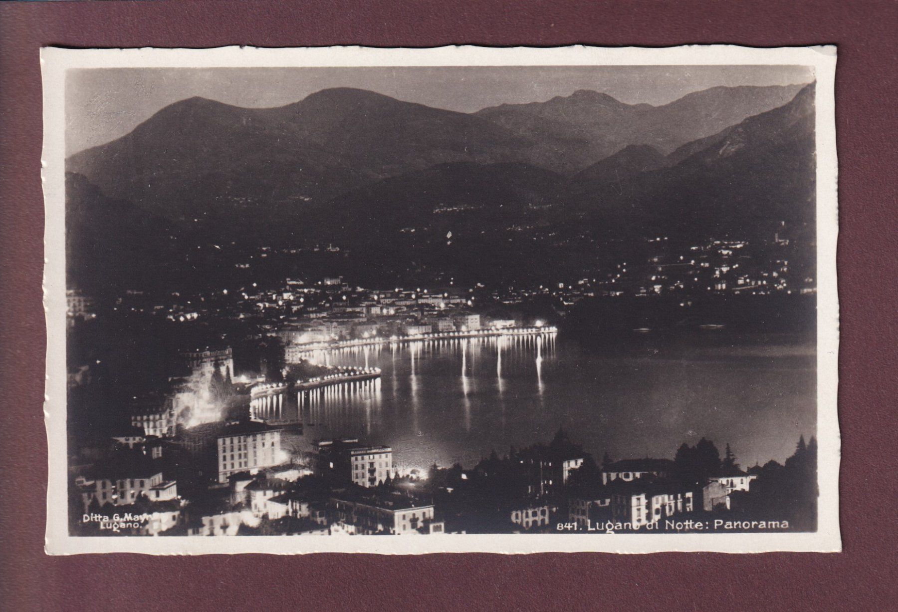 Cartoline postali: LUGANO di notte – Usato da Pully venduto da nicecards