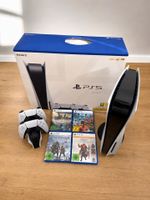 Playstation 5, PS5 Disk Edition + 2 Controller und 4 Spiele