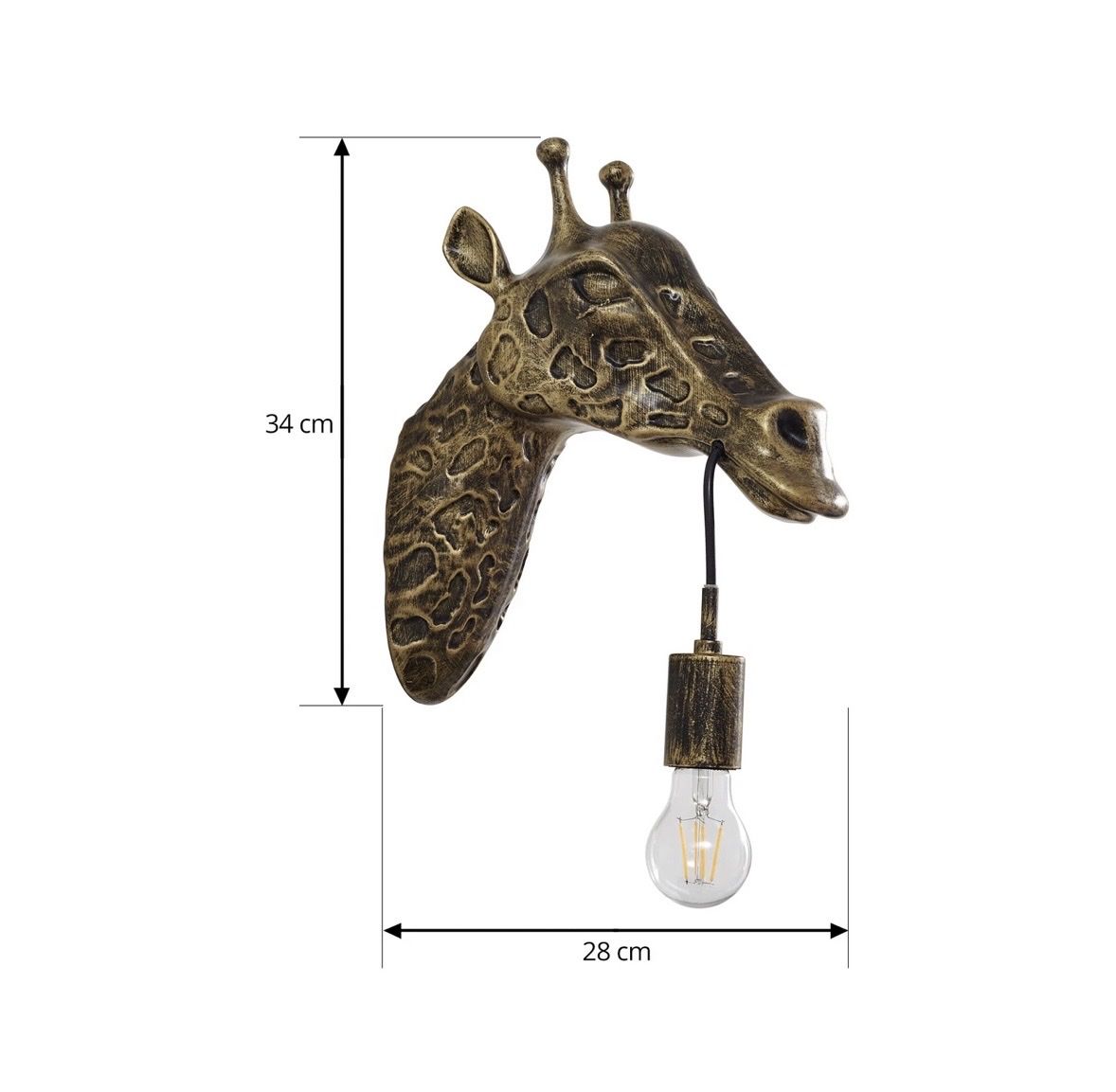 Lampade: Lindby Wandleuchte Nirvathia, 35 cm, Giraffe, messingfarben – Nuovo e nell'imballaggio originale da Büren zum Hof venduto da Glausersimon 3