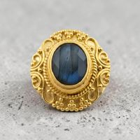 Labradorit Ring Sterling Silber 28 Gramm gelbvergoldet