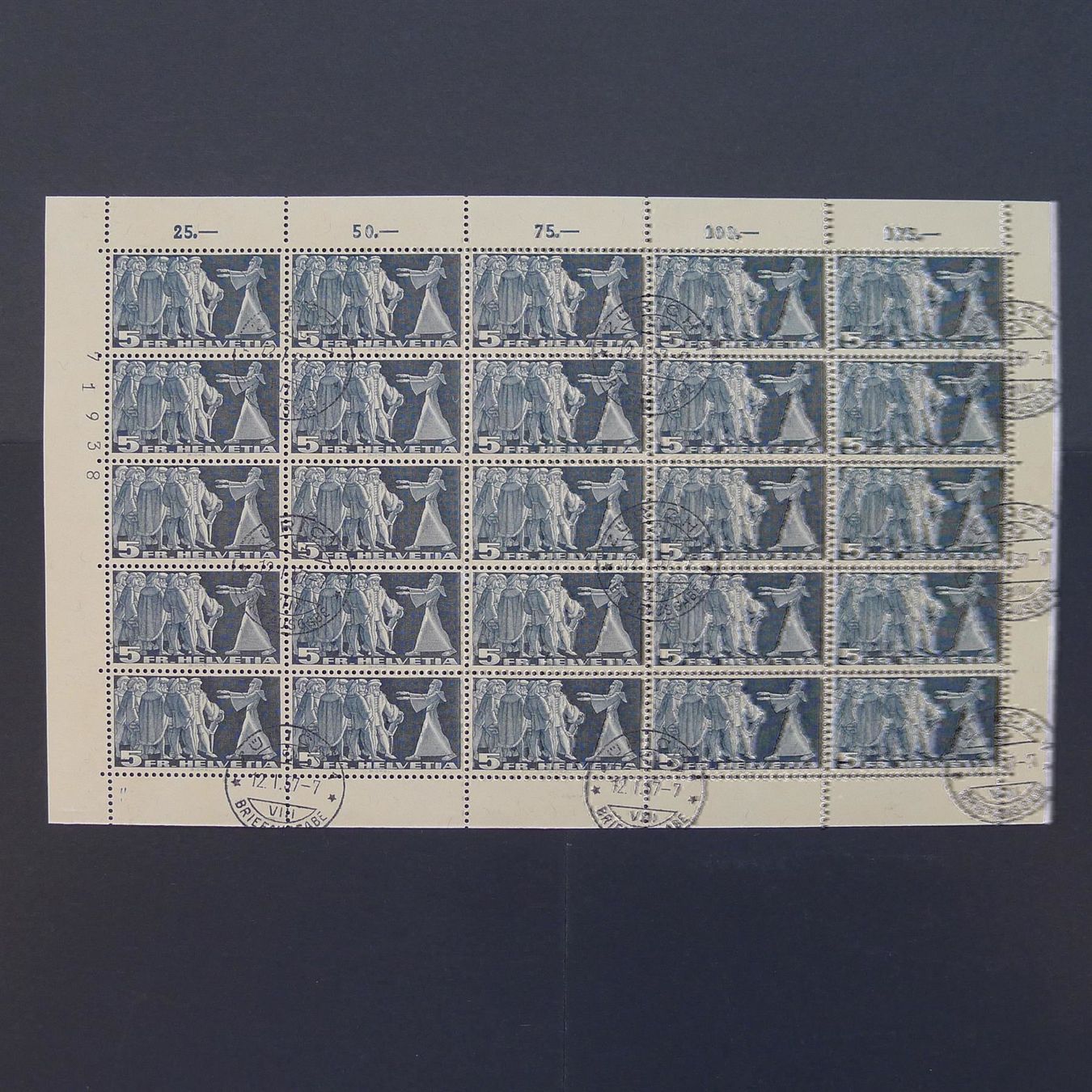 Alle Briefmarken: 1955 Nr.216x/217x/218x im Bogen!!! – Gebraucht aus Dagmersellen von wyss1982 3