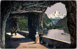AXENSTRASSE den Urnersee durch das Dorf SISIKON ca. 1910 URI