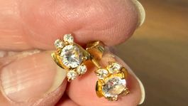 Goldene (22 kt) Ohrstecker, Zirkonia, knapp 3 g