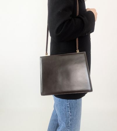 Damen Handtasche braun Echtleder Vintage guter Zustand