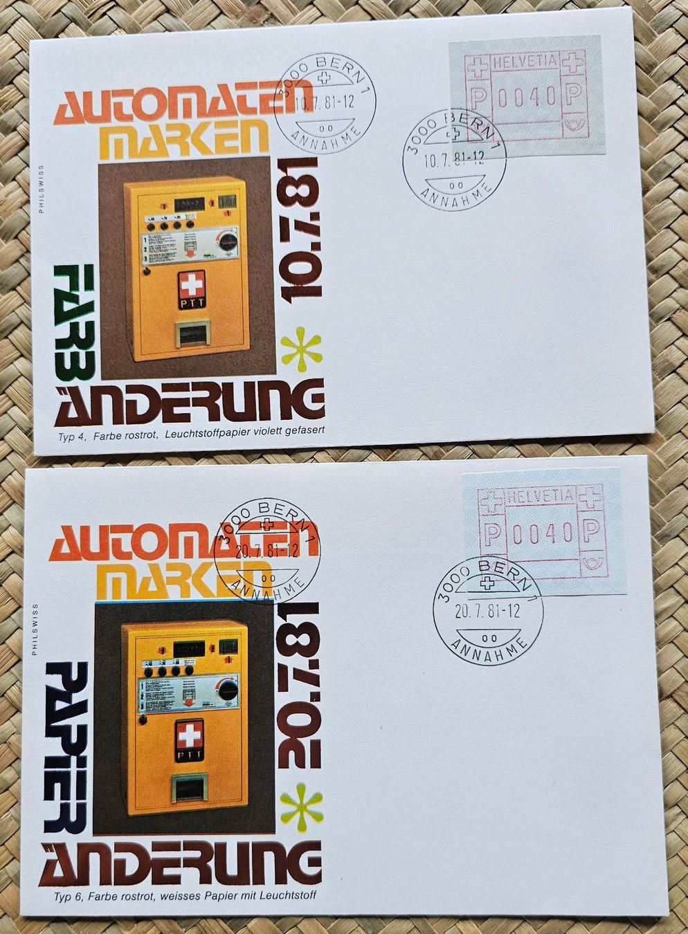 Tutti i francobolli: ATM Papier Änderung 10.7.81 / 20.7.81 – Usato da Les Valettes venduto da Nuba1