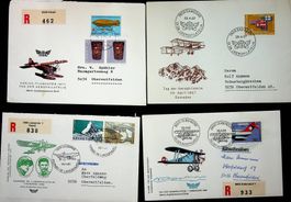 SUISSE 4 LETTRES AEROPHILATÉLIE DONT 3 RECOMMANDÉS /T329
