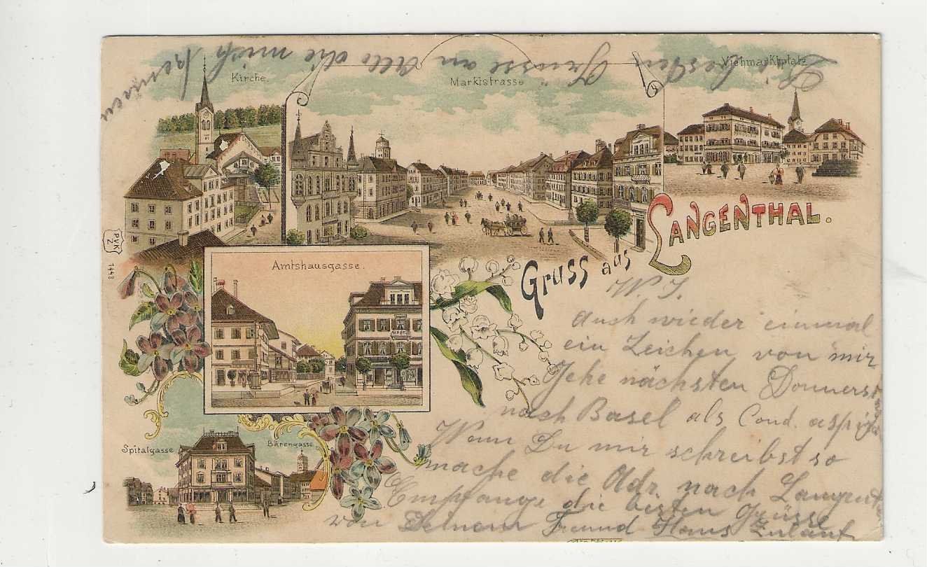 Cartoline postali: Langenthal, Litho, 1900 – Usato da Spiez venduto da Niesen20