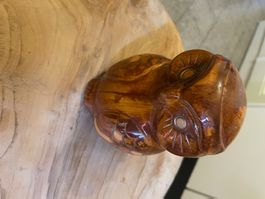 Chouette en bois sculpté à la main, décoration vintage