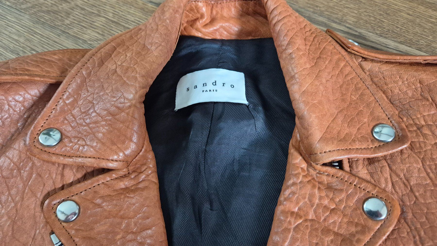 Sandro Giacche: Brown Sandro leather jacket size 1 – Usato da Zürich venduto da monadiederich 1