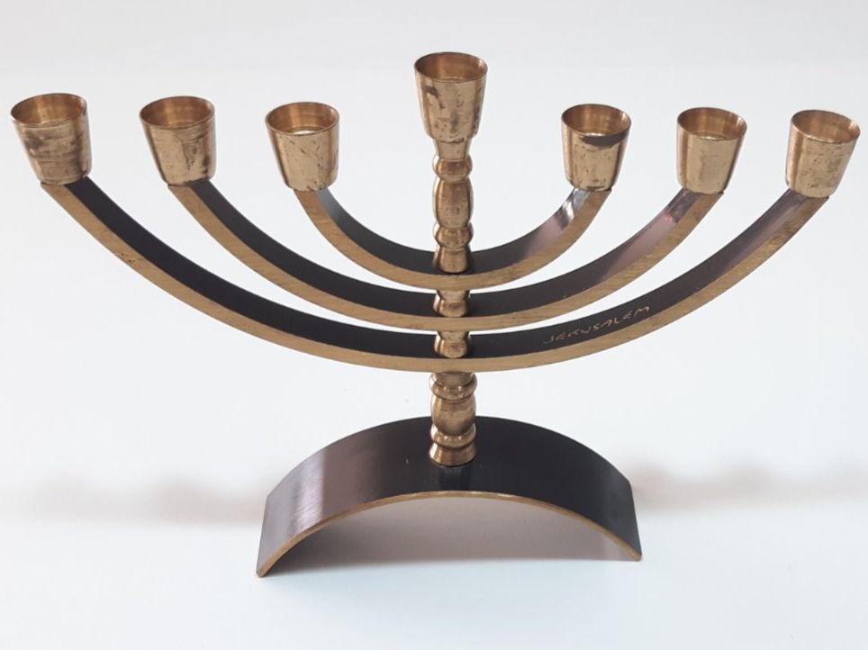 Ménorah 7 Branches En Laiton – Chandelier Bougeoir Style Antique, Neuf