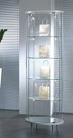 Glasvitrine, ESG Glas ,Oval, Silber, LED (96cmx56cmxH.190cm)