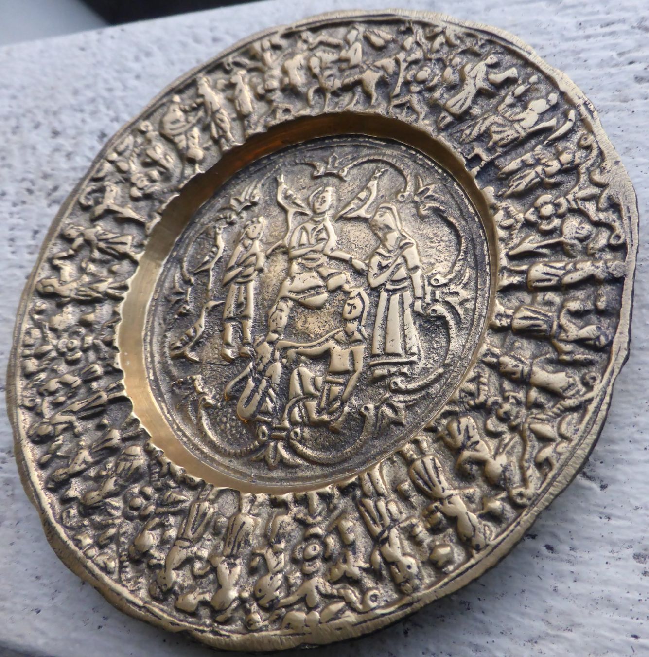 Piatti: EINZIGARTIGER-MEXIKANISCHER -AZTEKEN -TELLER-11,5 CM-MESSING – Usato da Zürich venduto da tritonis 7