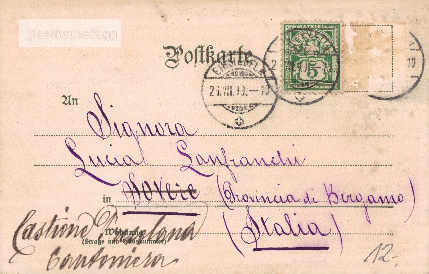 Cartoline postali: AK 1899 Einsiedeln, Die Gnadenkapelle – Usato da Eggersriet venduto da glasshouse3egg 1