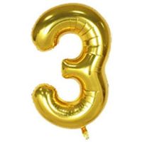 40" XL Metallic Zahlenballon Gold 3 - KOSTENLOSER VERSAND