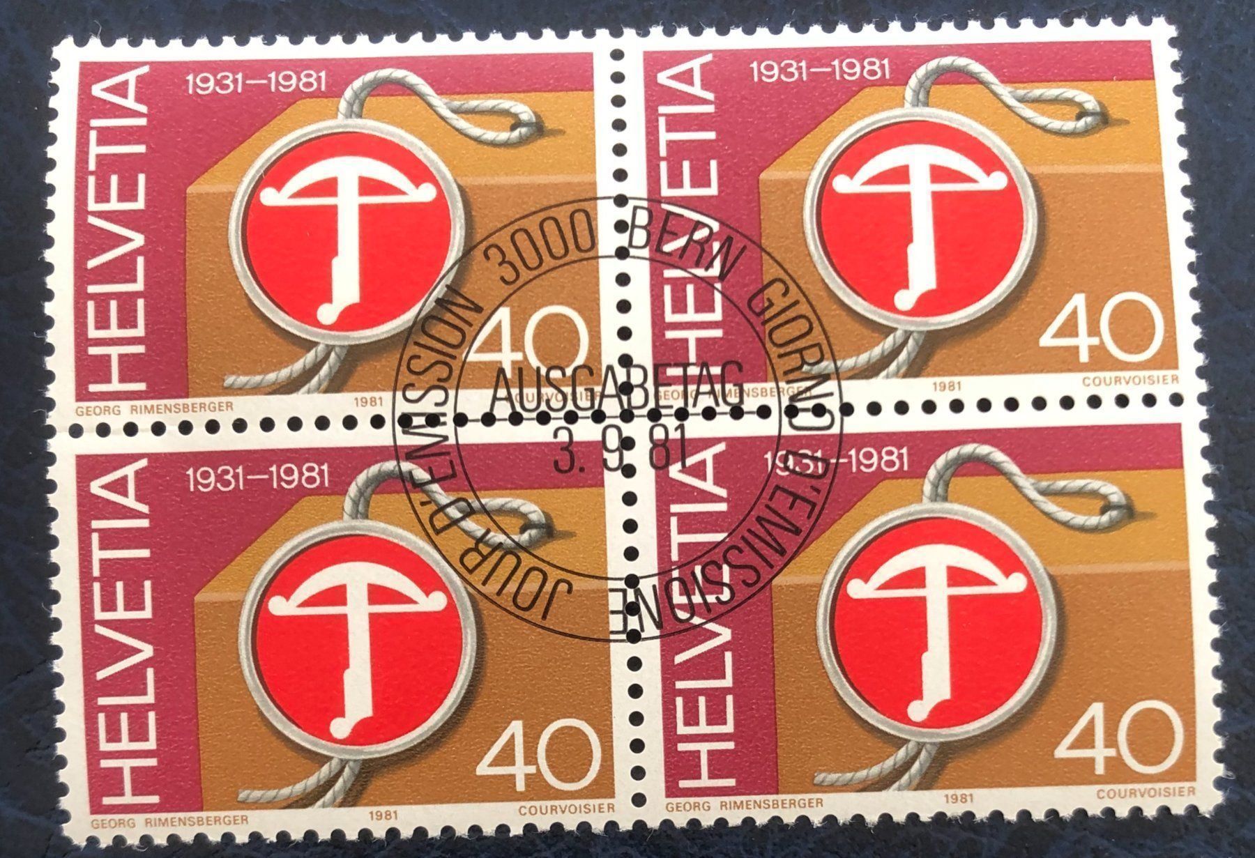 Alle Briefmarken: 4 er Block Nr.657 mit Stempel Bern – Gebraucht aus Aarau von Billa007